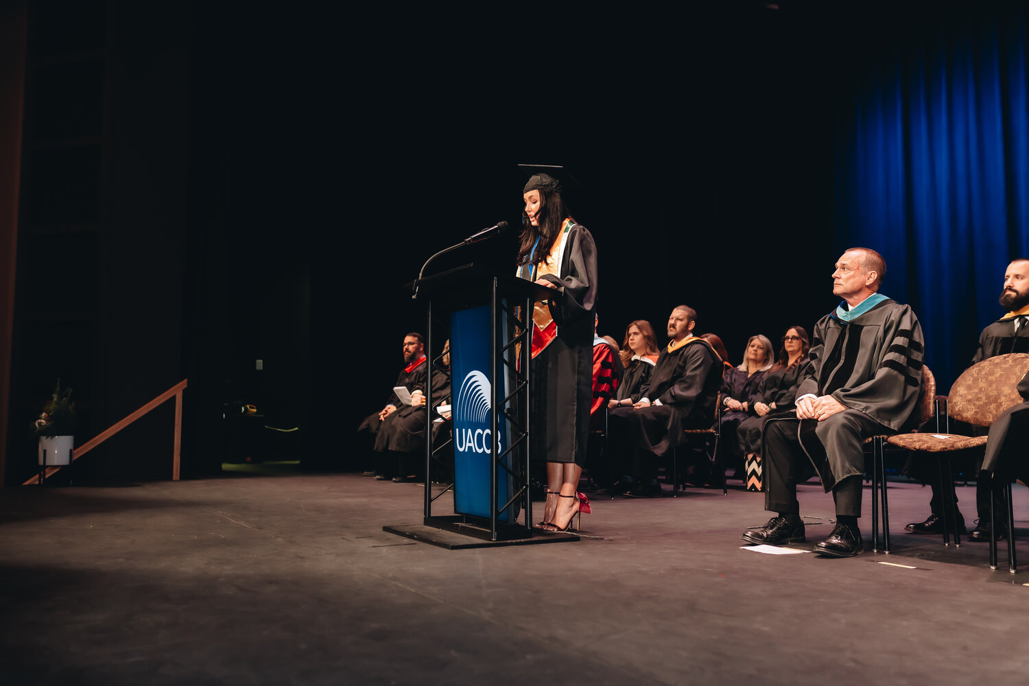 Josey Duncan speaking at the UACCB Fall 2025 Commencement